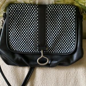 Custom designed leather black and white purse